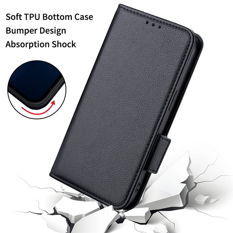 Case with Wrist Strap Litchi Texture PU Leather Wallet Phone Cover - For Nothing Phone (3a)