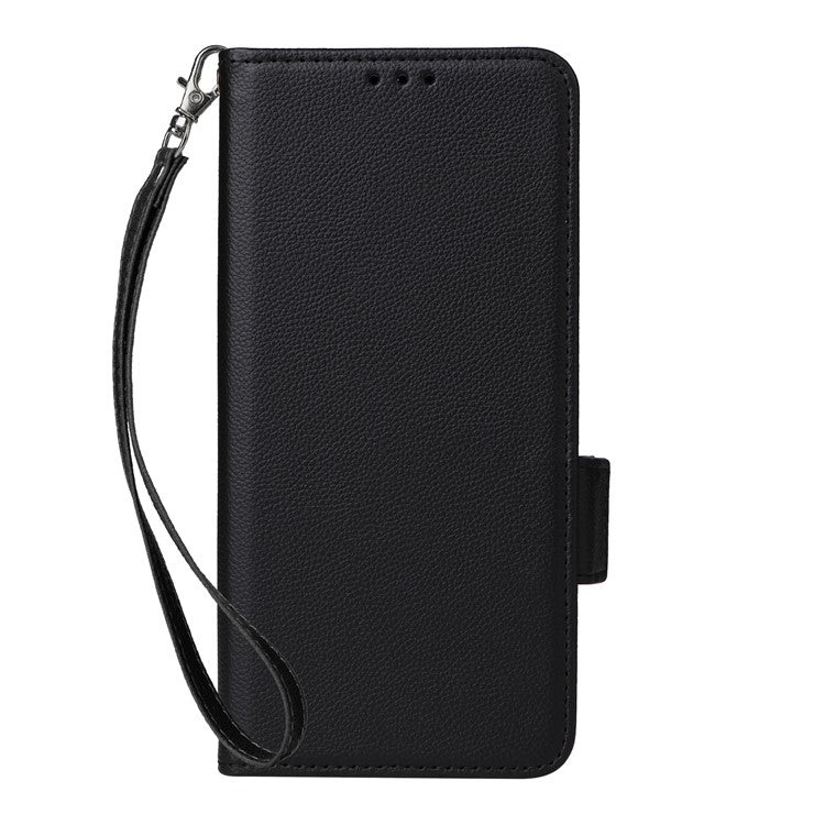 Case with Wrist Strap Litchi Texture PU Leather Wallet Phone Cover - For Nothing Phone (3a)