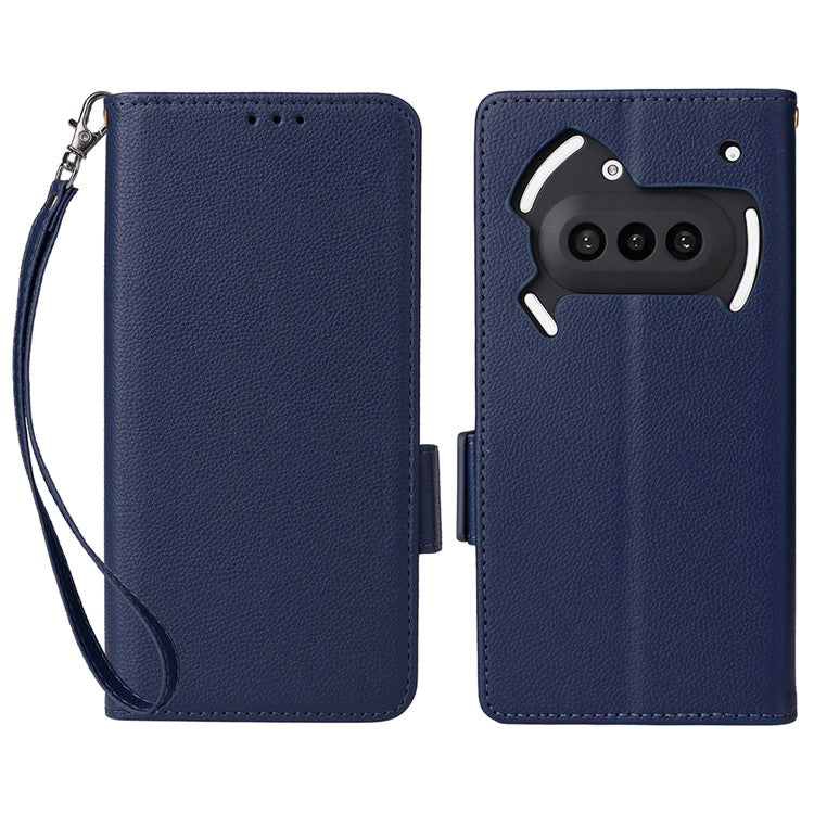 Case with Wrist Strap Litchi Texture PU Leather Wallet Phone Cover - For Nothing Phone (3a)