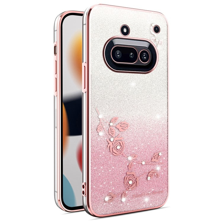 KADEM Dragonfly Kickstand Case TPU Flowers Glitter Phone Cover - For Nothing Phone (3a)