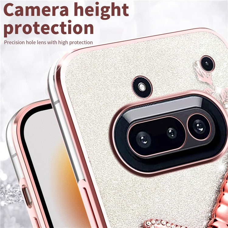 KADEM Dragonfly Kickstand Case TPU Flowers Glitter Phone Cover - For Nothing Phone (3a)