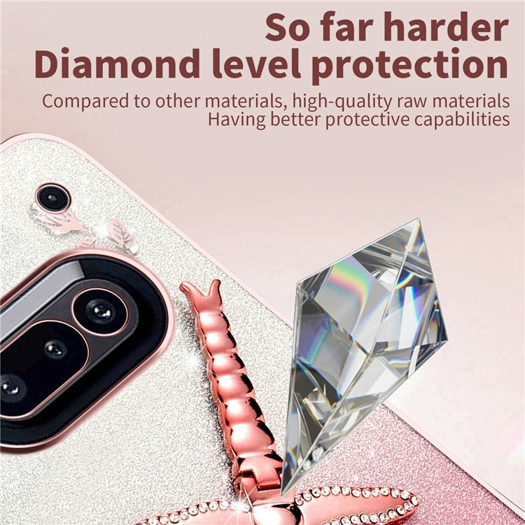 KADEM Dragonfly Kickstand Case TPU Flowers Glitter Phone Cover - For Nothing Phone (3a)