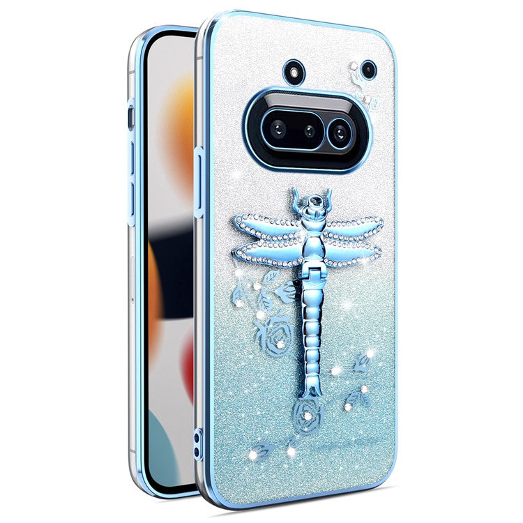 KADEM Dragonfly Kickstand Case TPU Flowers Glitter Phone Cover - For Nothing Phone (3a)