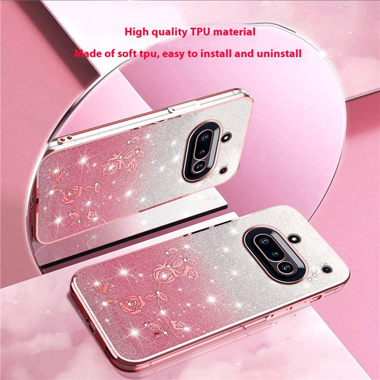 KADEM Flower TPU Flexible Gradient Phone Case Cover - For Nothing Phone (3a)