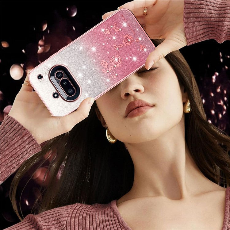 KADEM Flower TPU Flexible Gradient Phone Case Cover - For Nothing Phone (3a)