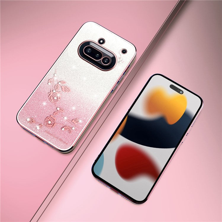 KADEM Flower TPU Flexible Gradient Phone Case Cover - For Nothing Phone (3a)