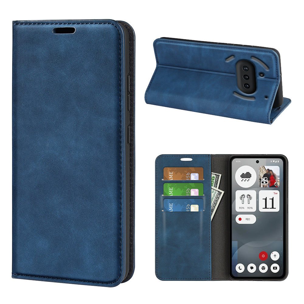 Skin Touch PU Leather Wallet Case Phone Cover - For Nothing Phone (3a)