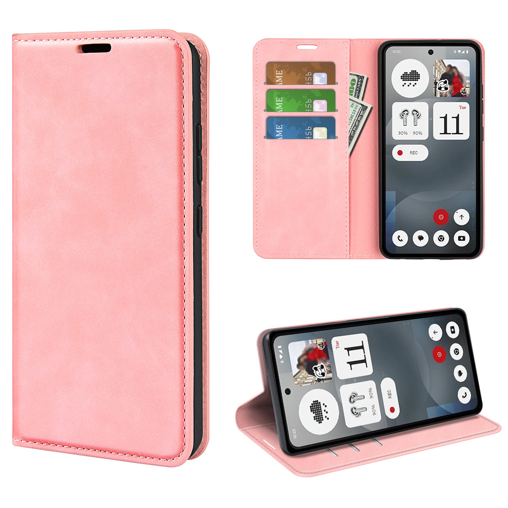 Skin Touch PU Leather Wallet Case Phone Cover - For Nothing Phone (3a)