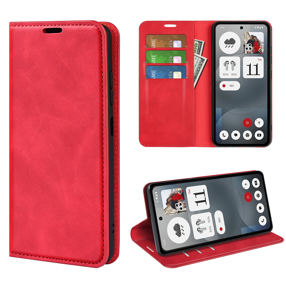 Skin Touch PU Leather Wallet Case Phone Cover - For Nothing Phone (3a)
