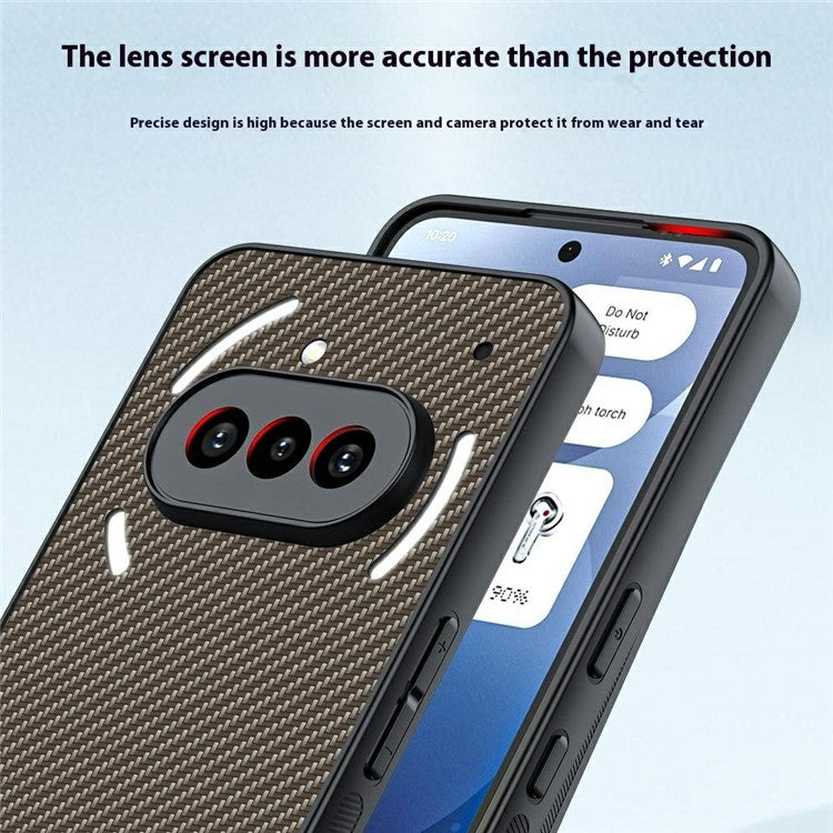 PU Leather + PC Hard Phone Case Carbon Fiber Texture - For Nothing Phone (3a)