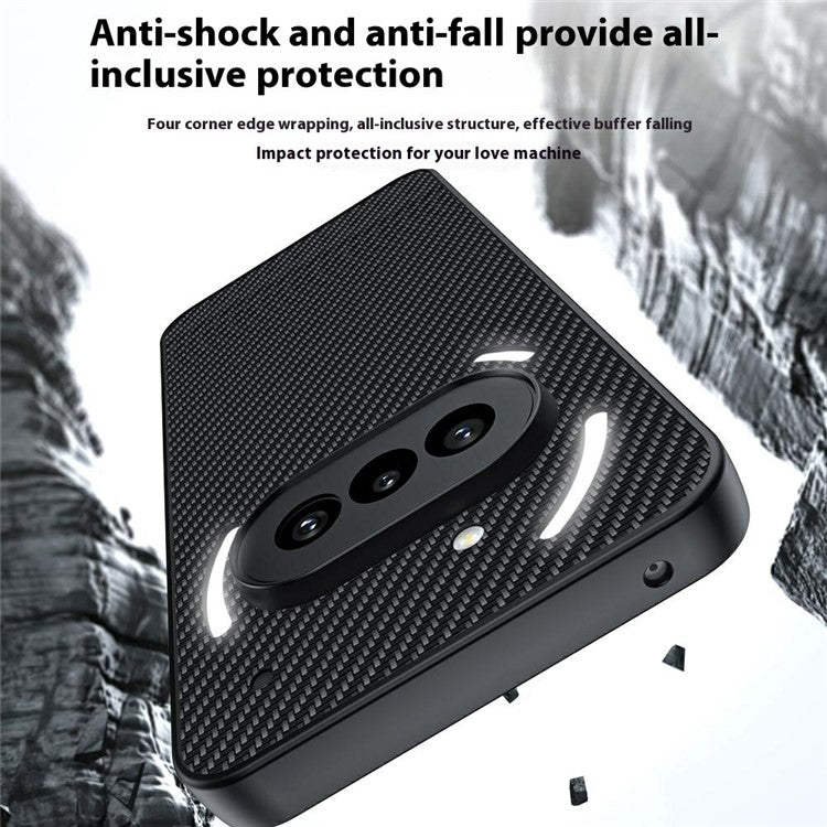 PU Leather + PC Hard Phone Case Carbon Fiber Texture - For Nothing Phone (3a)