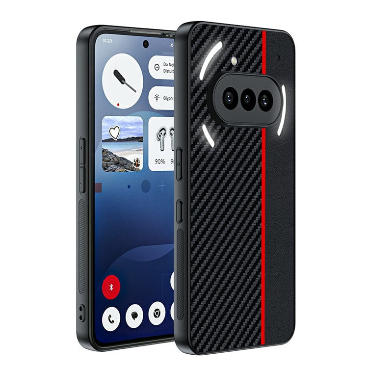 PU Leather + PC Hard Phone Case Carbon Fiber Texture - For Nothing Phone (3a)