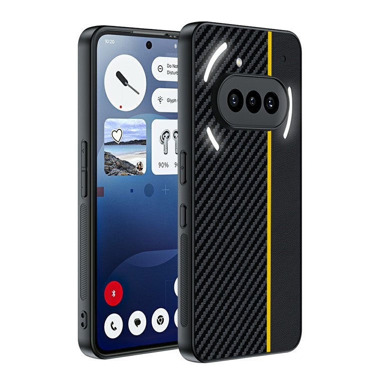 PU Leather + PC Hard Phone Case Carbon Fiber Texture - For Nothing Phone (3a)