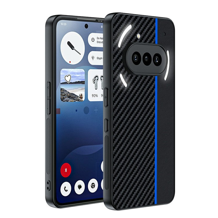 PU Leather + PC Hard Phone Case Carbon Fiber Texture - For Nothing Phone (3a)