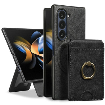 PC + PU Leather MagSafe Case Phone Back Cover with Detachable Card Holder - For Samsung Galaxy Z Fold6