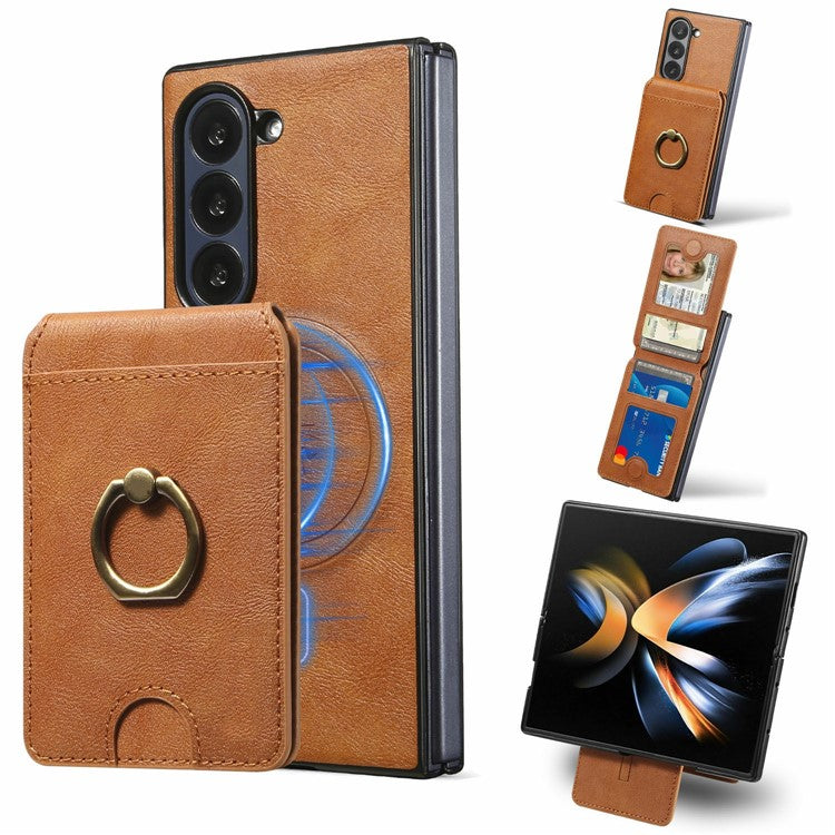 PC + PU Leather MagSafe Case Phone Back Cover with Detachable Card Holder - For Samsung Galaxy Z Fold6