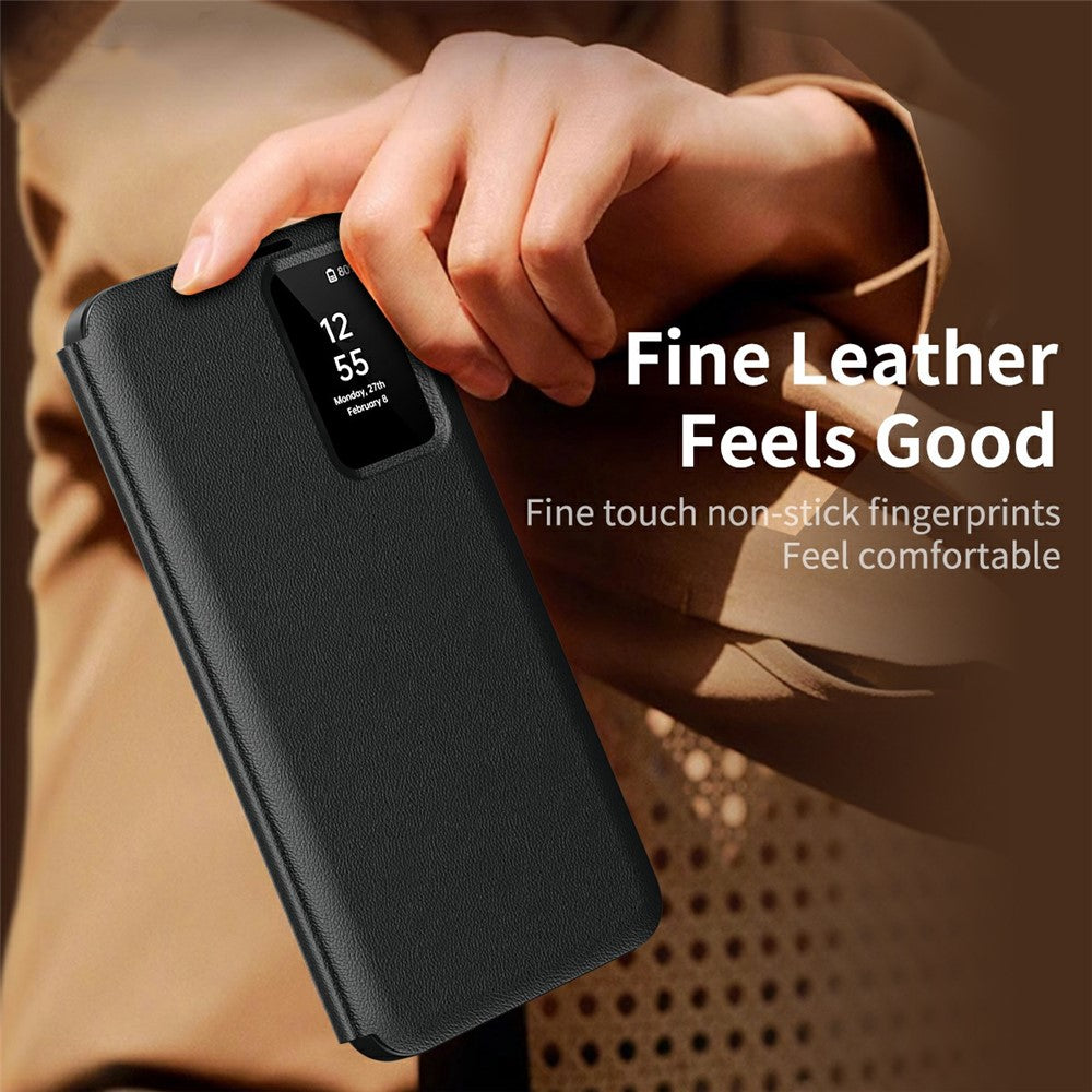 View Window PU Leather Wallet Case - For Samsung Galaxy S25 Edge