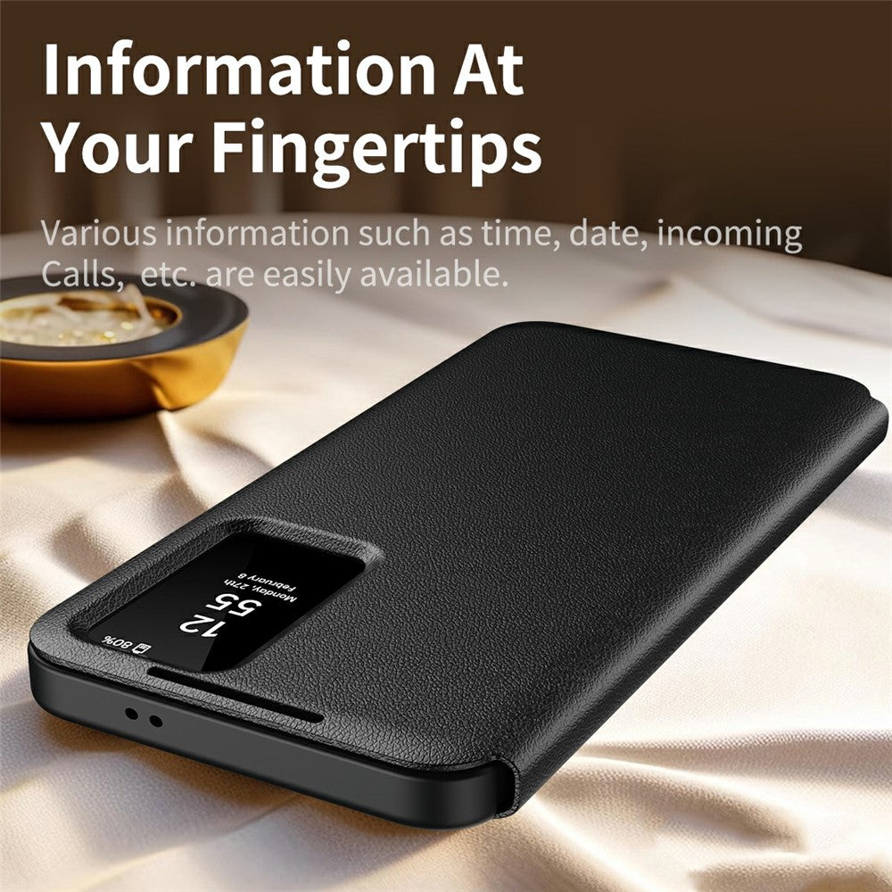 View Window PU Leather Wallet Case - For Samsung Galaxy S25 Edge