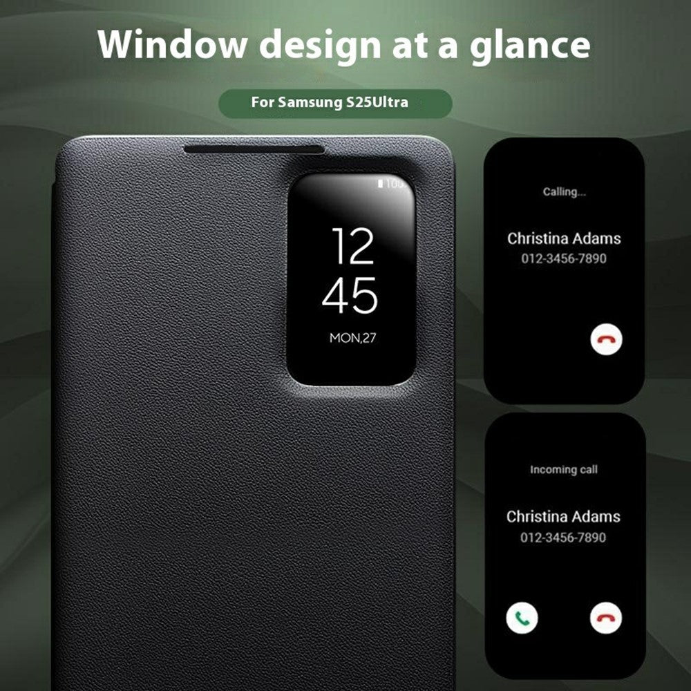 Qialino View Window Genuine Cow Leather Wallet Case - For Samsung Galaxy S25 Ultra