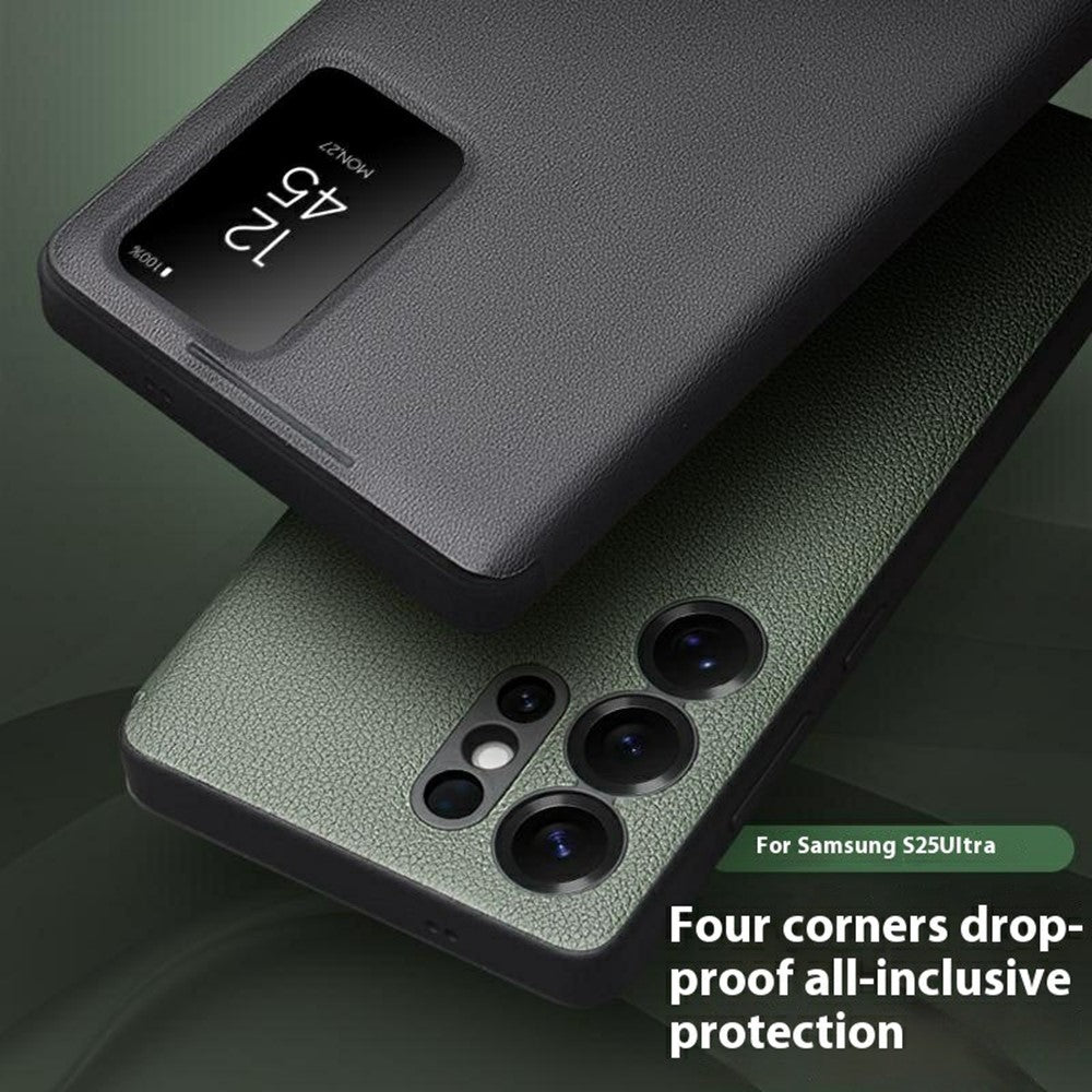 Qialino View Window Genuine Cow Leather Wallet Case - For Samsung Galaxy S25 Ultra