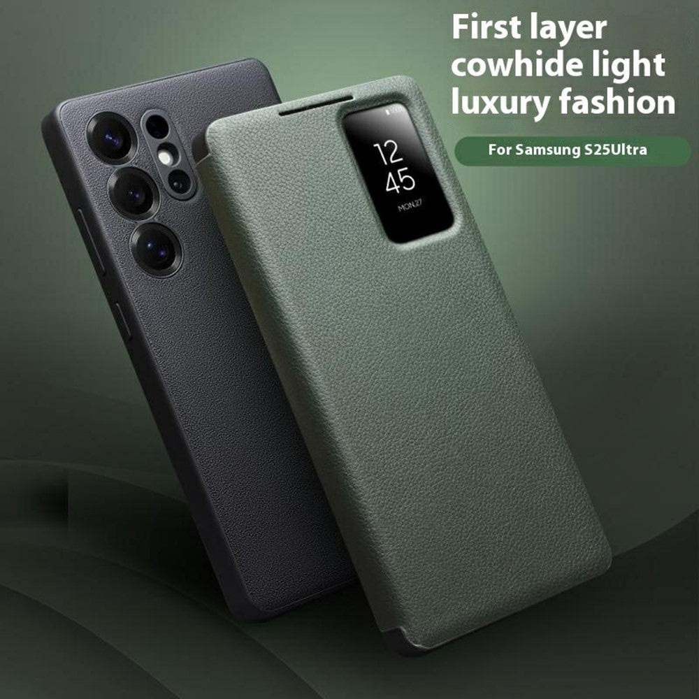 Qialino View Window Genuine Cow Leather Wallet Case - For Samsung Galaxy S25 Ultra