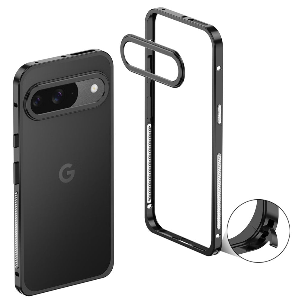 Metal Frame Bumper Case with Lens Protector - For Google Pixel 9 / 9 Pro