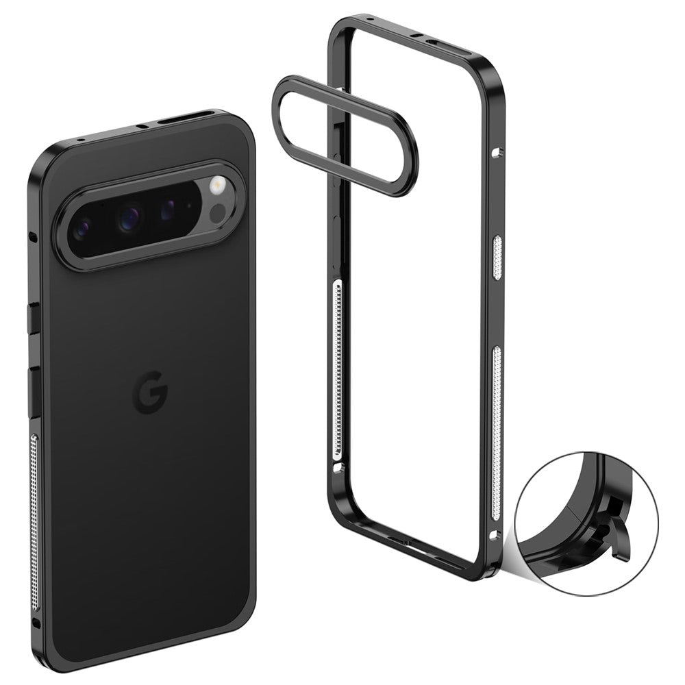 Metal Frame Bumper Case with Lens Protector - For Google Pixel 9 Pro XL