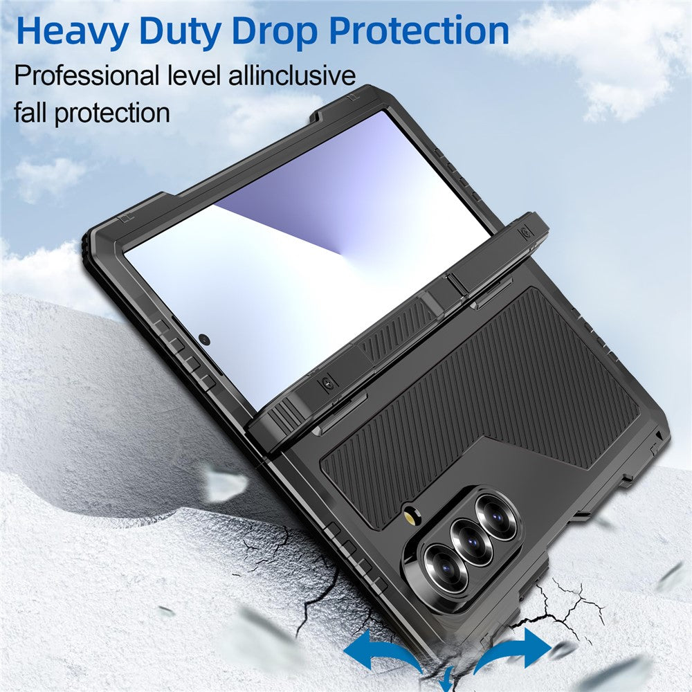 Aluminium Alloy + Silicone Kickstand Case with PET Screen Film - For Samsung Galaxy Z Fold7