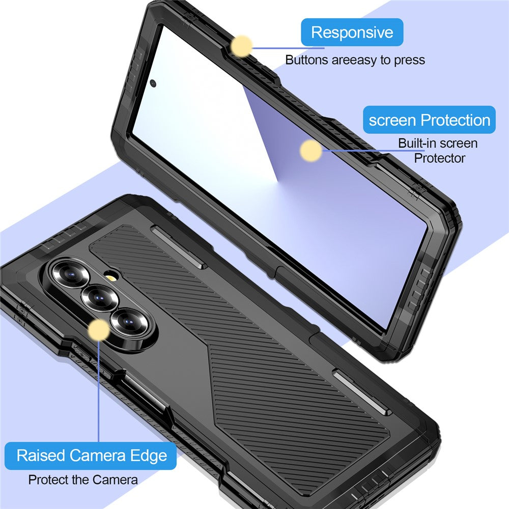 Aluminium Alloy + Silicone Kickstand Case with PET Screen Film - For Samsung Galaxy Z Fold7