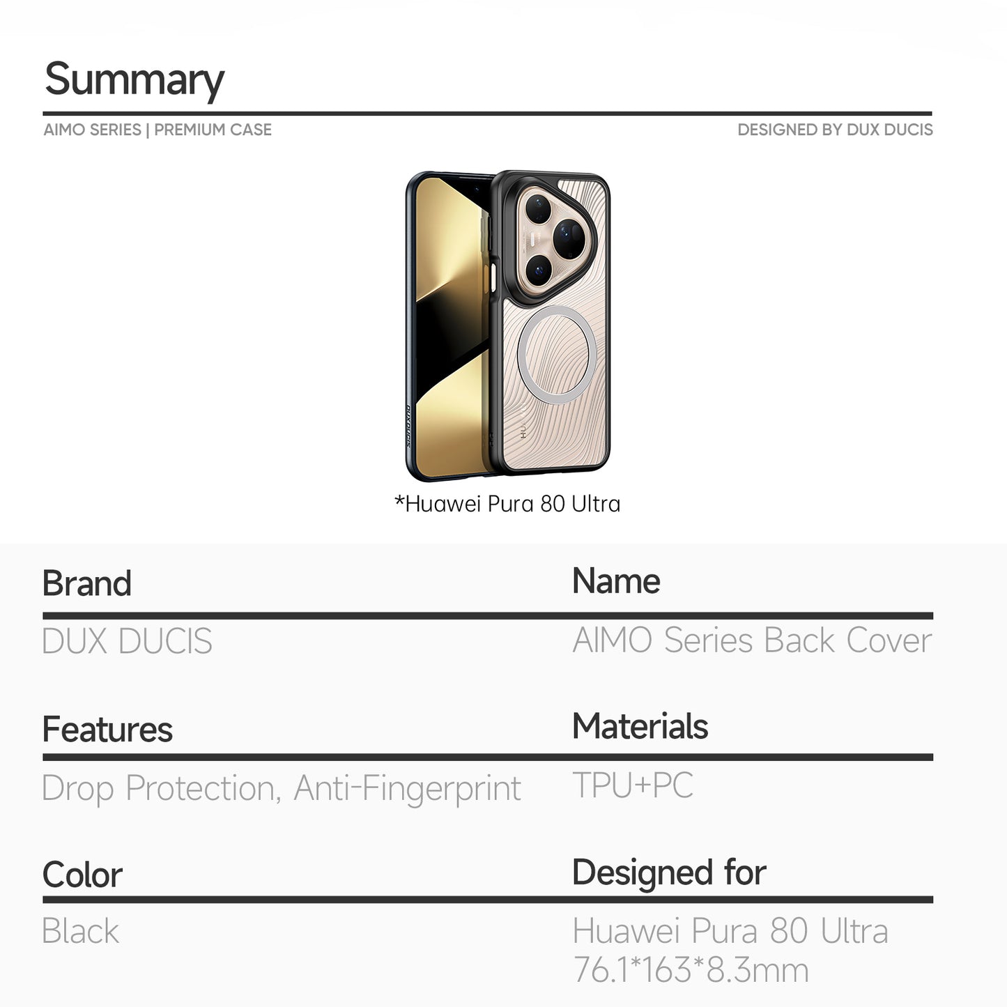 Dux Ducis Aimo Series PC + TPU MagSafe Case (REACH Certification) - For Huawei Pura 80 Ultra