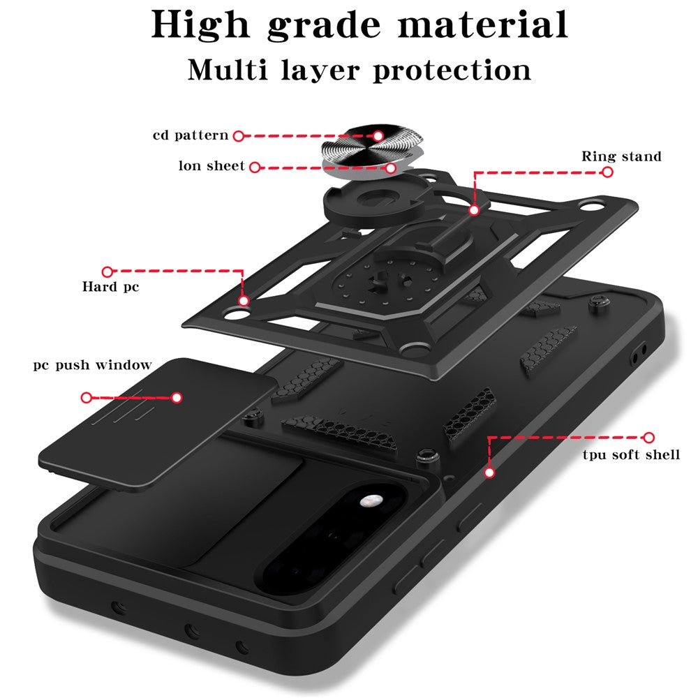 PC + TPU Case with Slide Camera Lid Kickstand Phone Cover - For OnePlus Nord 5