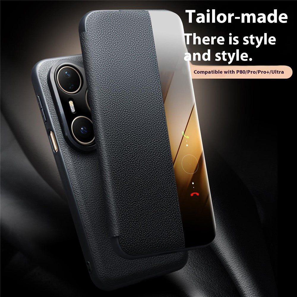 Qialino Genuine Cow Leather Window View Full Wallet Case - For Huawei Pura 80 Pro / 80 Pro+