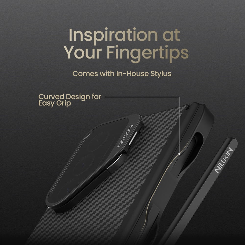 Nillkin CarboProp Magnetic Case Clear Black Lens Lid Aramid Fiber Phone Cover with Stylus Pen - For Samsung Galaxy Z Fold7