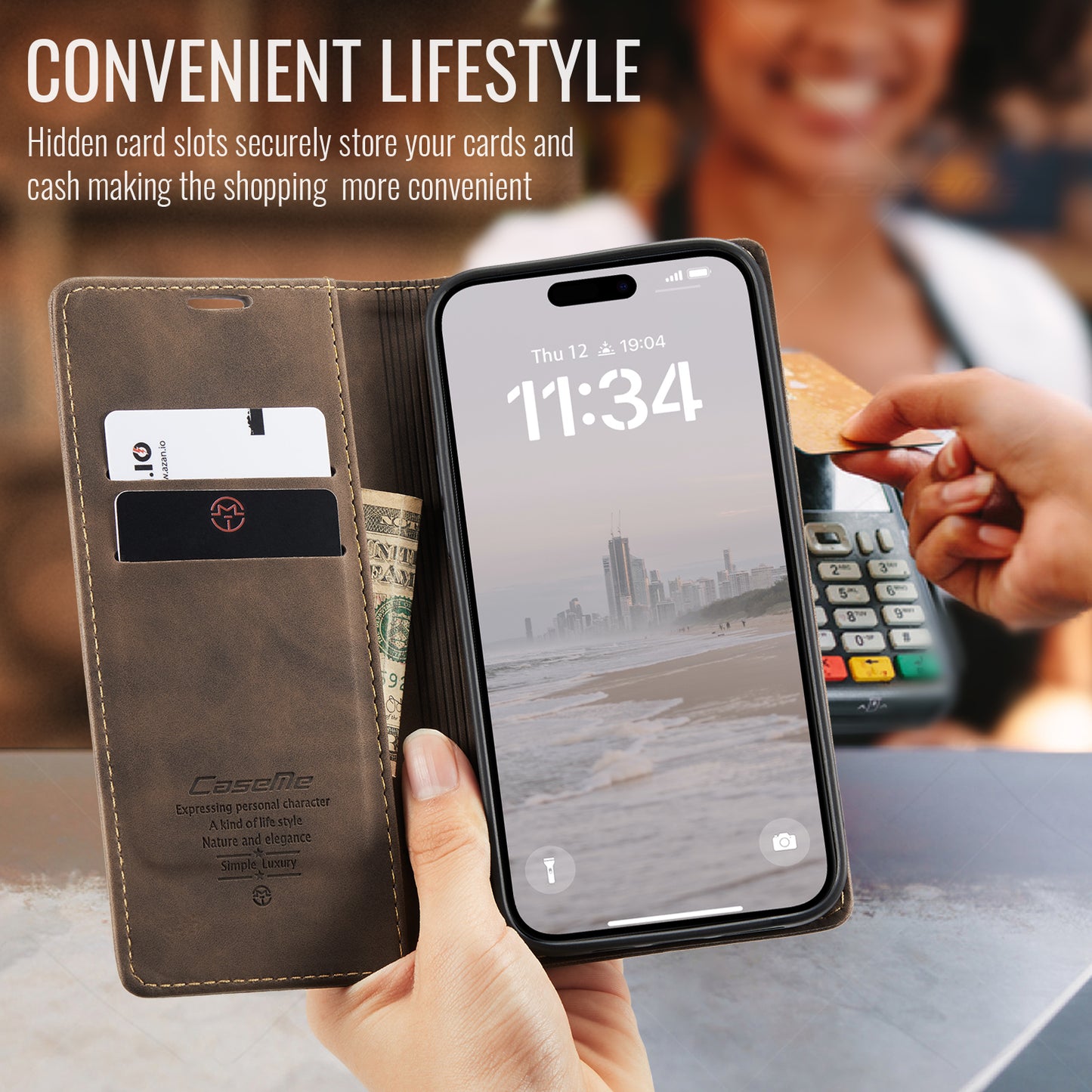 CaseMe 013 Series PU Leather Wallet Case - For iPhone 17