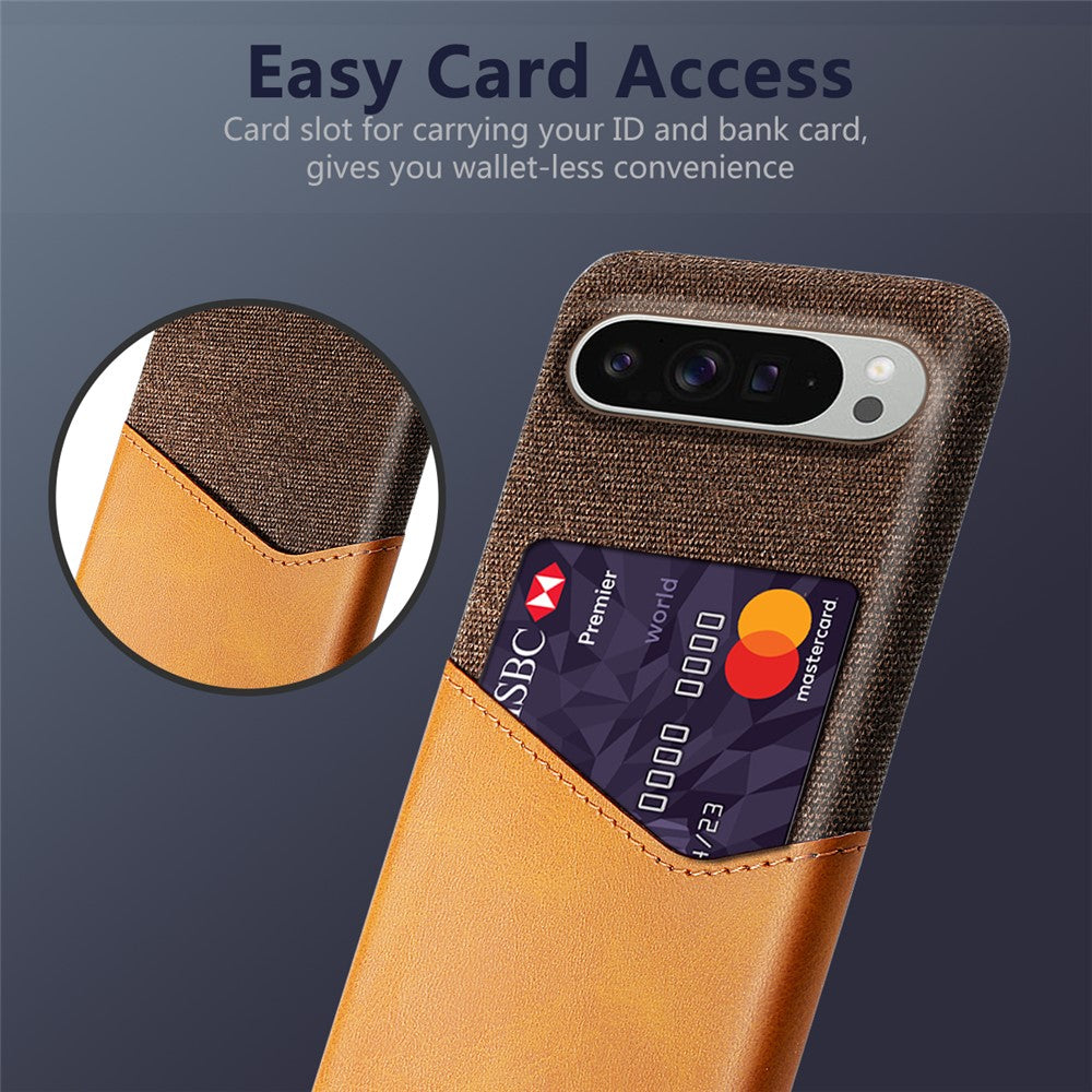 PU Leather Cloth Texture Hard PC Case with Card Slot - For Google Pixel 10 Pro XL