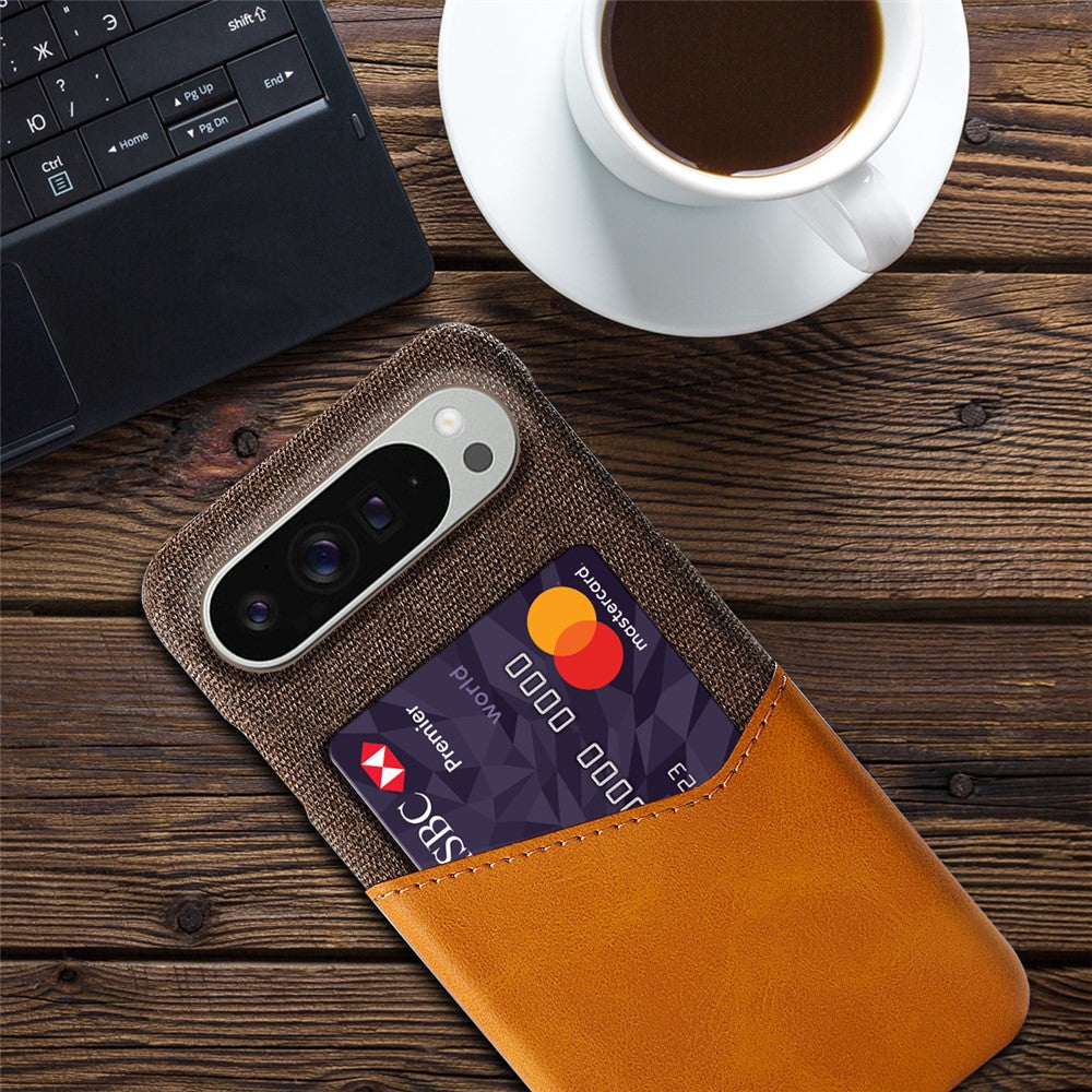 PU Leather Cloth Texture Hard PC Case with Card Slot - For Google Pixel 10 Pro XL