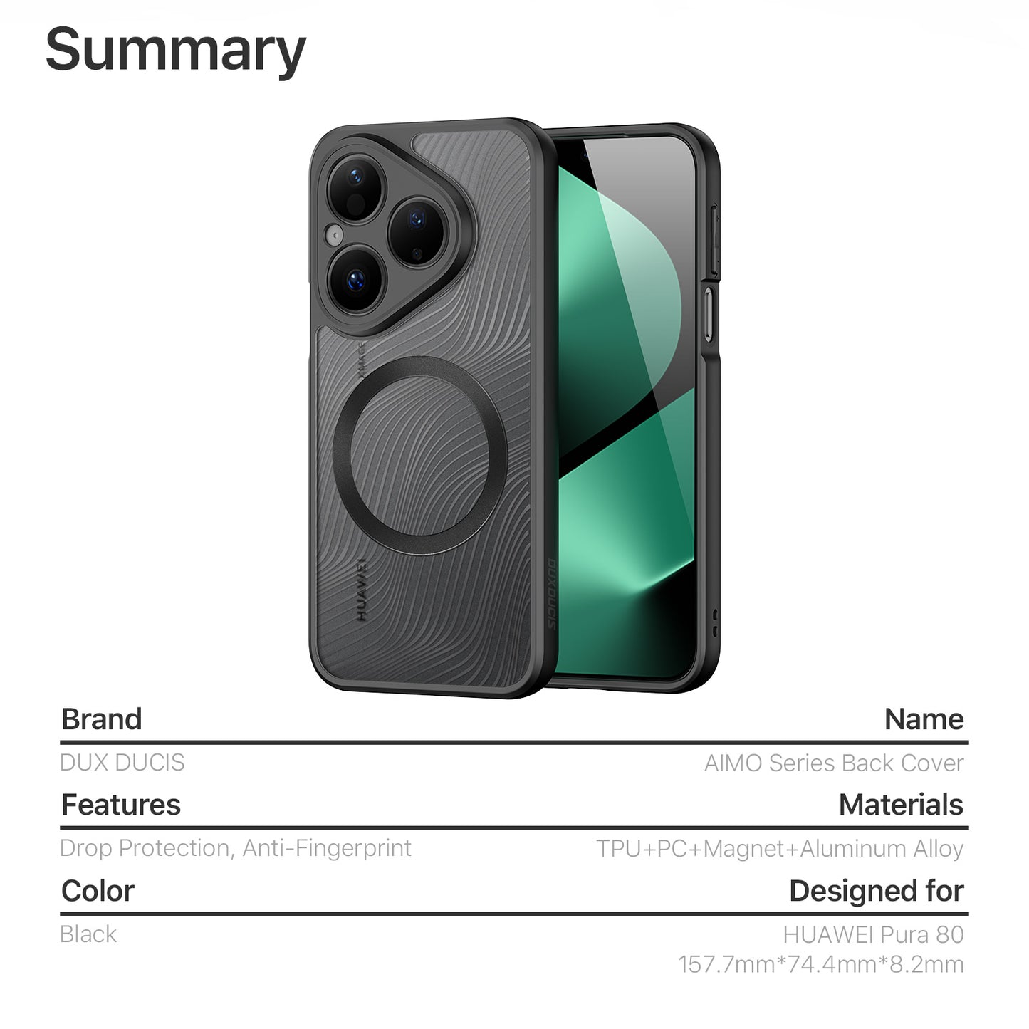 Dux Ducis Aimo Series PC + TPU MagSafe Case (REACH Certification) - For Huawei Pura 80