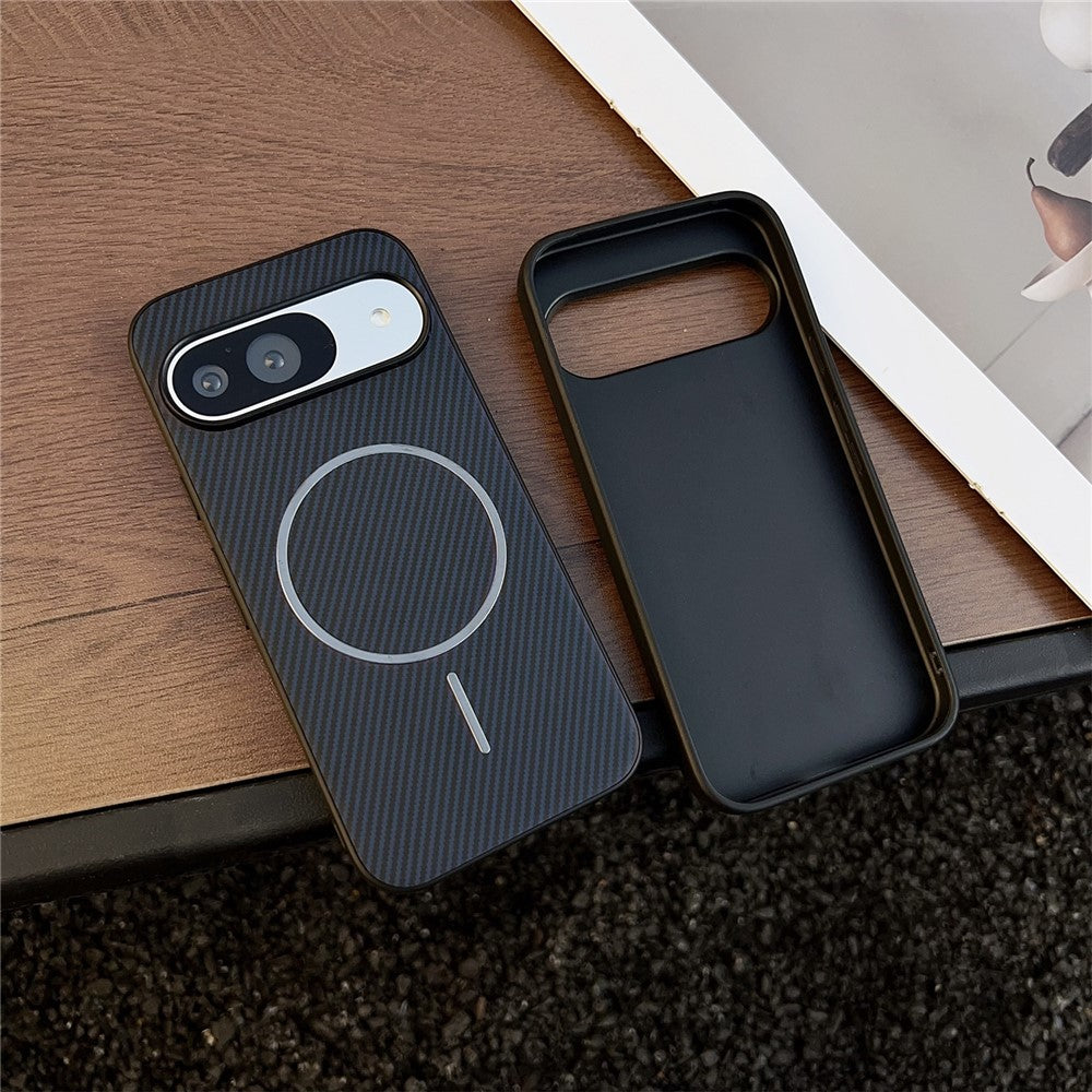 Carbon Fiber Texture PU Leather Case Compatible with MagSafe - For Google Pixel 10 Pro / 10