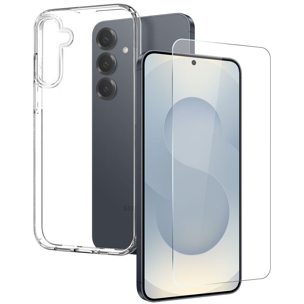 NORTHJO Soft TPU Clear Phone Case with Tempered Glass Screen Protector - For Samsung Galaxy S25 FE