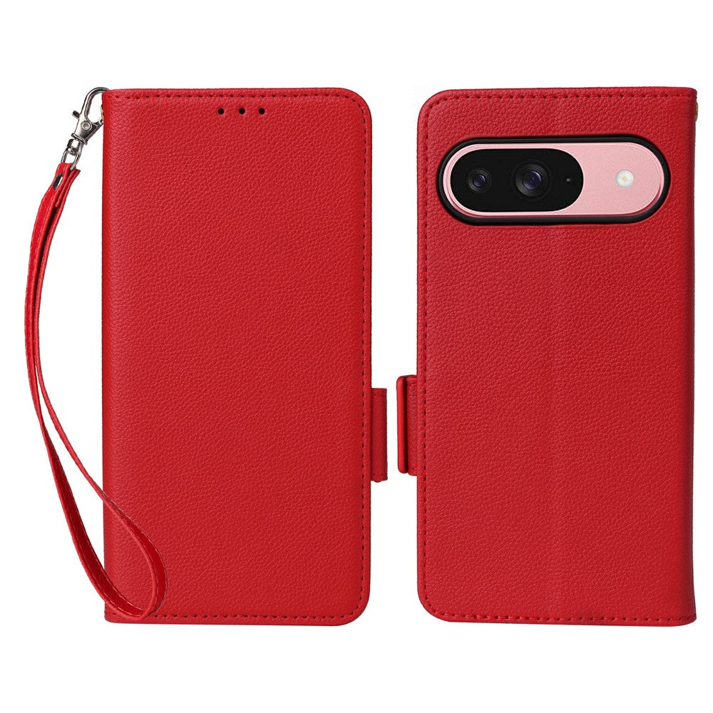 Litchi Texture PU Leather Wallet Case with Wrist Strap - For Google Pixel 10 / 10 Pro