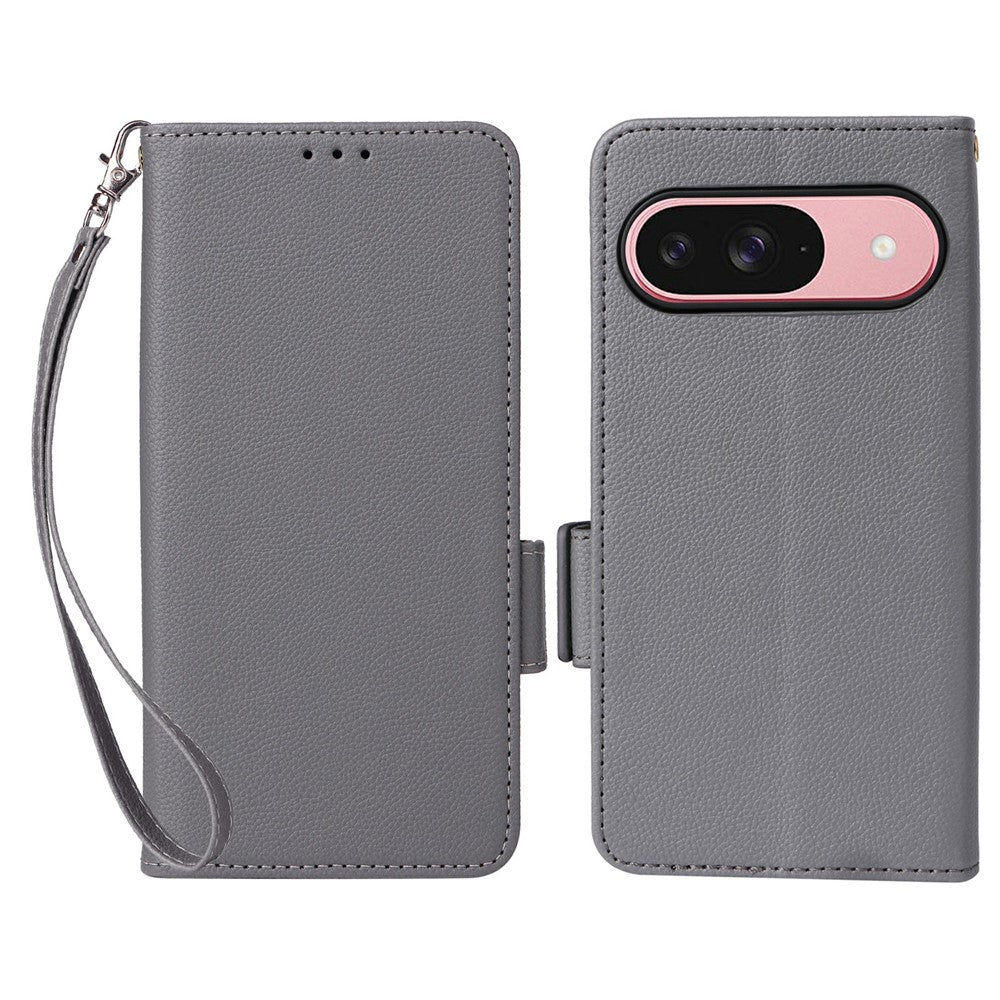 Litchi Texture PU Leather Wallet Case with Wrist Strap - For Google Pixel 10 / 10 Pro