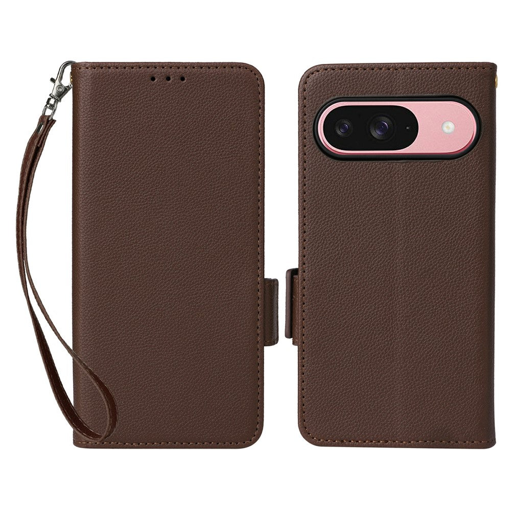 Litchi Texture PU Leather Wallet Case with Wrist Strap - For Google Pixel 10 / 10 Pro