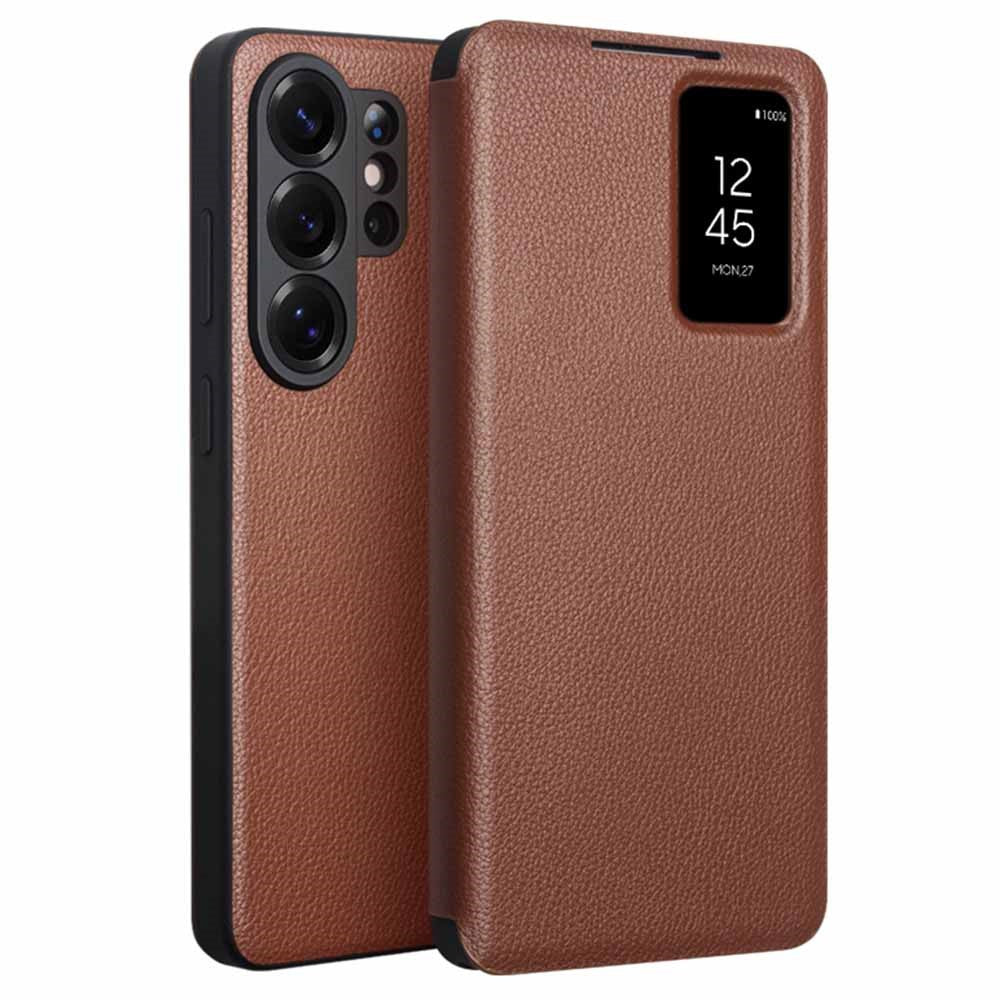 Qialino View Window Genuine Cow Leather Wallet Case - For Samsung Galaxy S26 Ultra