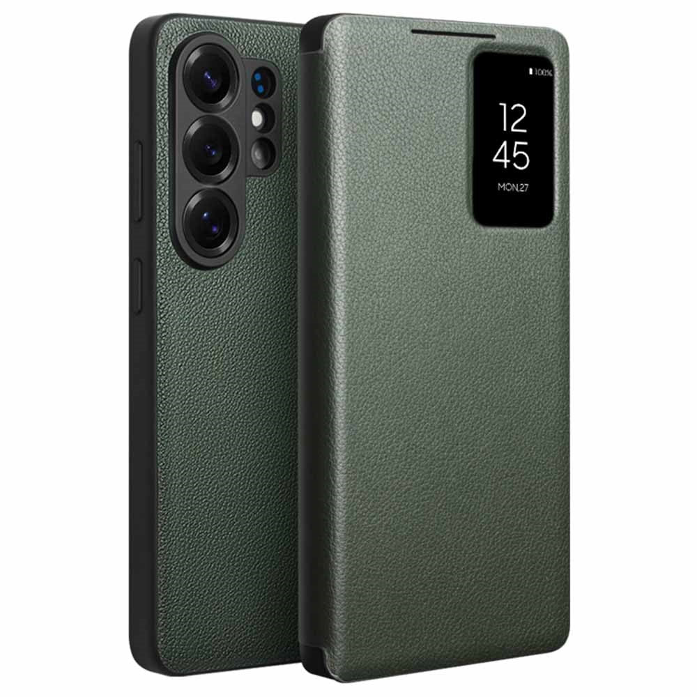 Qialino View Window Genuine Cow Leather Wallet Case - For Samsung Galaxy S26 Ultra