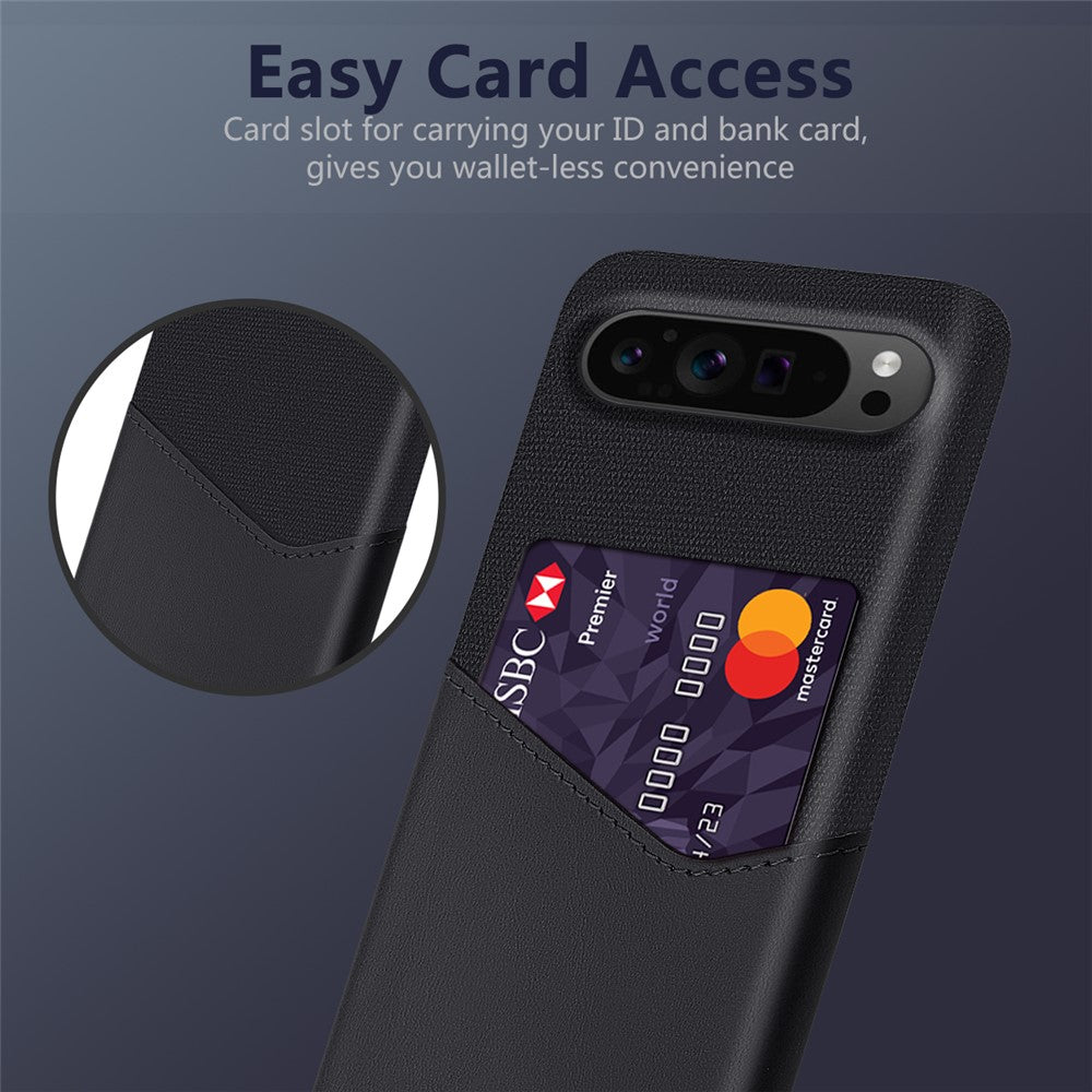 PU Leather Cloth Texture Hard PC Case with Card Slot - For Google Pixel 9 Pro XL