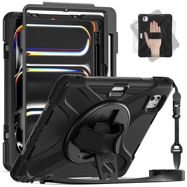Kickstand Pen Slot TPU + PC + Silicone Case Tablet Cover with Shoulder Strap - For iPad Pro 11 (2025) / (2024)
