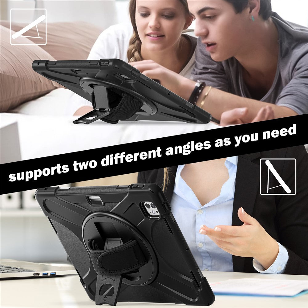 Kickstand Pen Slot TPU + PC + Silicone Case Tablet Cover with Shoulder Strap - For iPad Pro 13 (2025) / (2024)