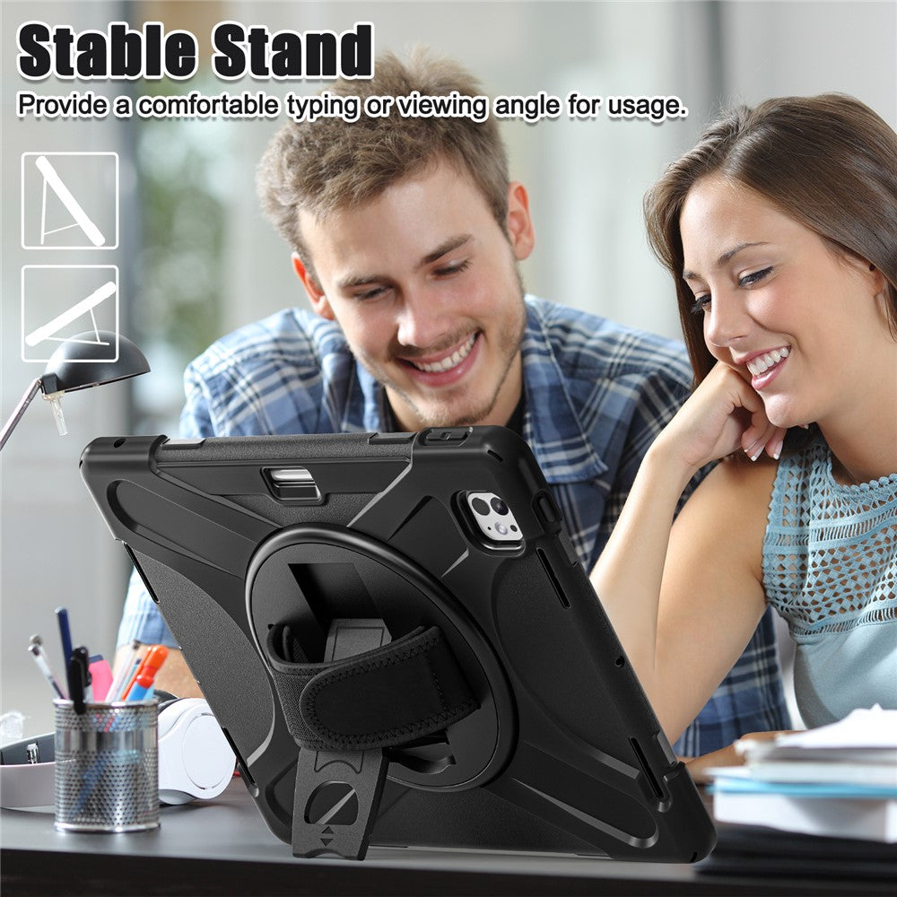 Kickstand Pen Slot TPU + PC + Silicone Case Tablet Cover with Shoulder Strap - For iPad Pro 13 (2025) / (2024)