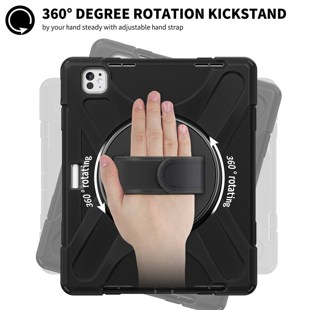 Kickstand Pen Slot TPU + PC + Silicone Case Tablet Cover with Shoulder Strap - For iPad Pro 13 (2025) / (2024)