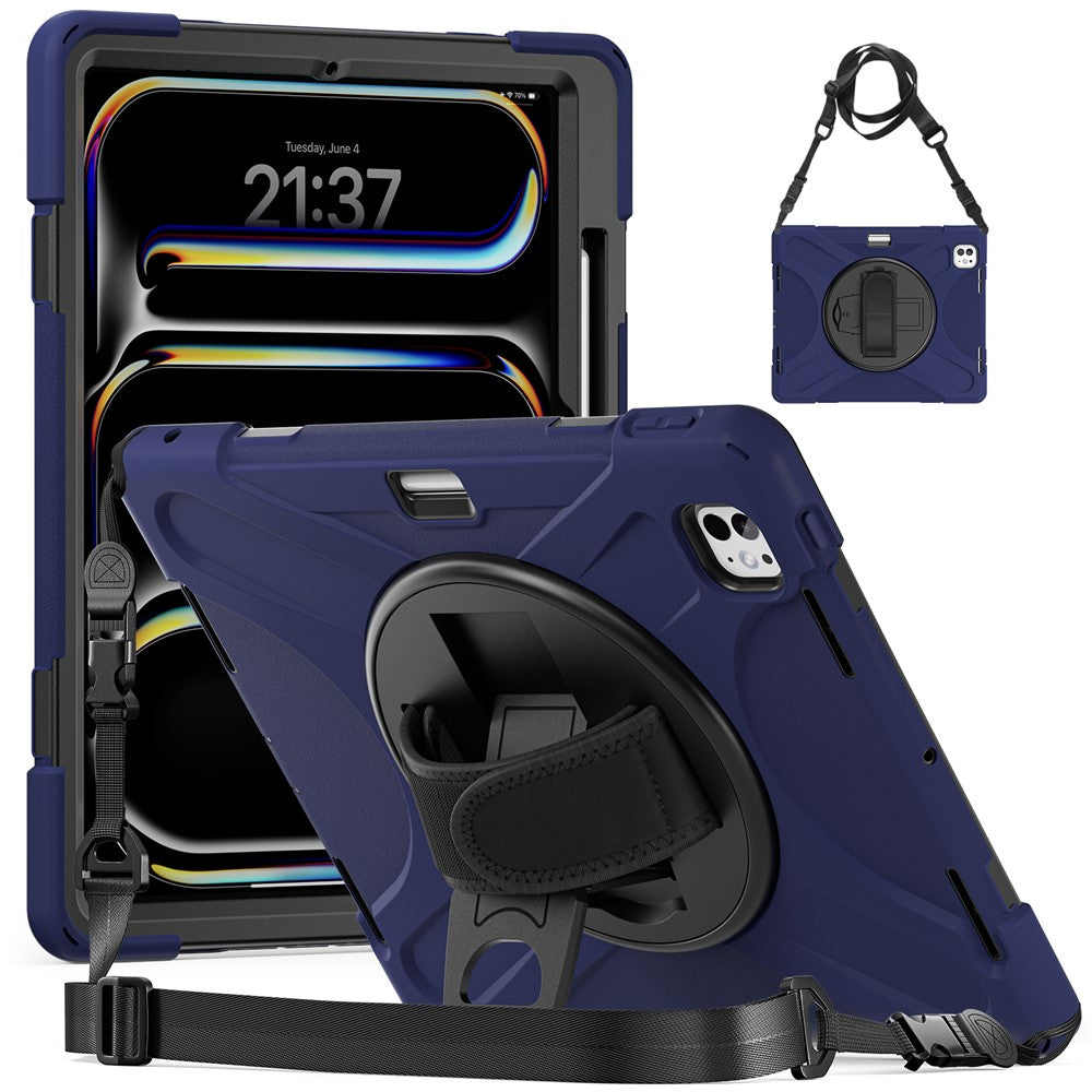 Kickstand Pen Slot TPU + PC + Silicone Case Tablet Cover with Shoulder Strap - For iPad Pro 13 (2025) / (2024)